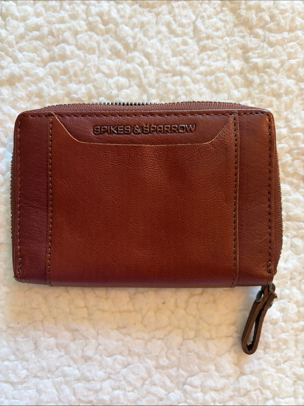 Spikes & Sparrow Brown Leather Zip Wallet